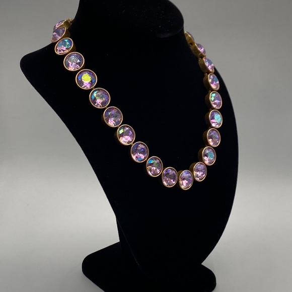 Vintage J Crew Necklace Brulee Aurora Borealis AB Gold Tone 17 - 20". - Picture 2 of 7